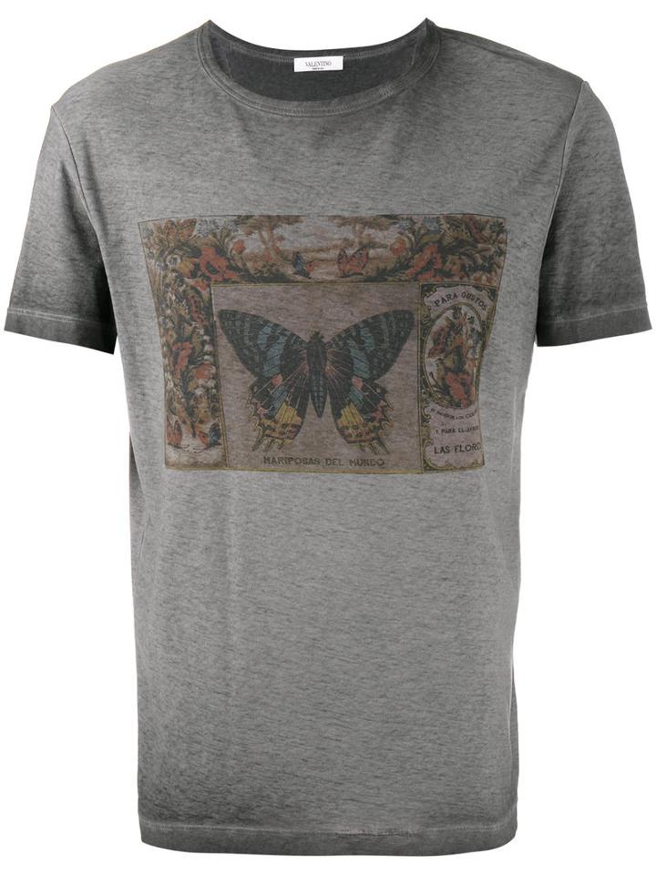 Valentino Cuban Boxes Print T-shirt, Men's, Size: Large, Grey, Cotton