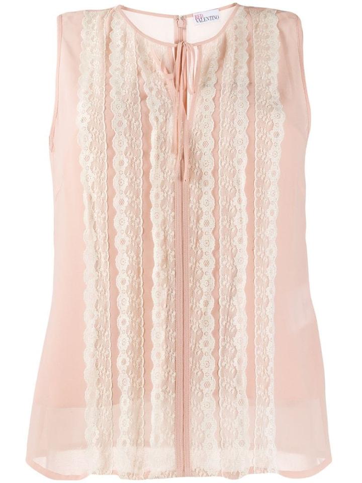 Red Valentino Lace Trim Sleeveless Blouse - Neutrals