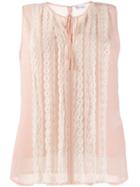 Red Valentino Lace Trim Sleeveless Blouse - Neutrals