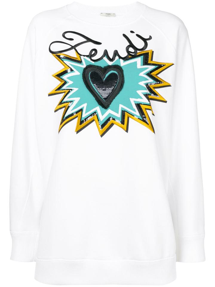 Fendi Logo Motif Sweatshirt - White