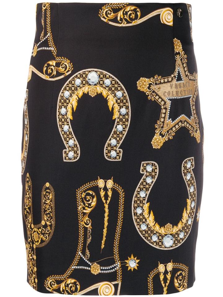Versace Collection All-over Print Skirt - Black