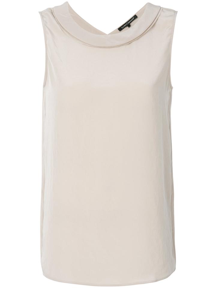 Luisa Cerano Band Collar Blouse - Nude & Neutrals