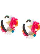 Ranjana Khan Floral Hoop Earrings - Multicolour