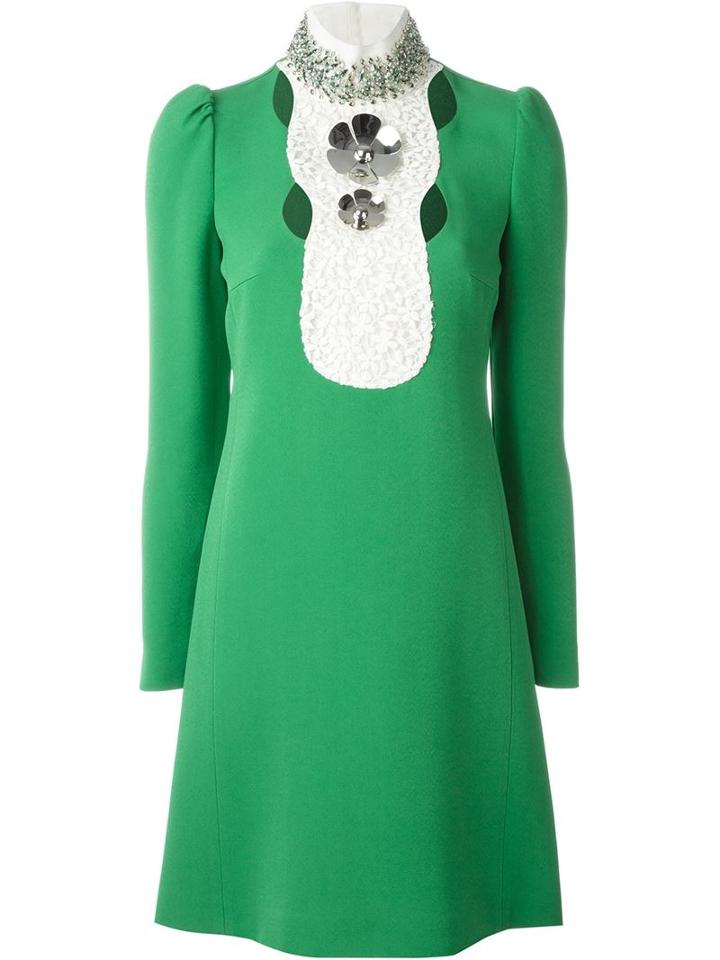 Giambattista Valli Crystal Embellished Dress, Women's, Size: 40, Green, Cotton/polyester/viscose/silk