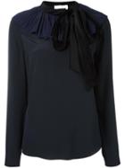 Chloé Velvet Collar Blouse, Women's, Size: 38, Blue, Silk/cotton