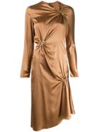 Versace Brooch Embellished Dress - Brown