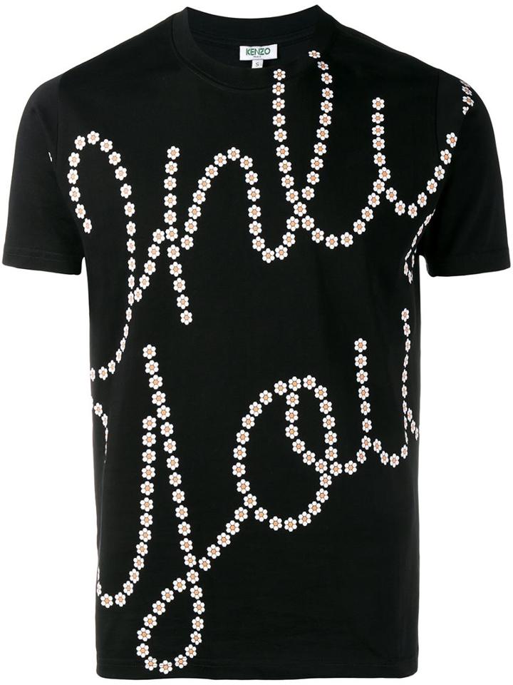 Kenzo Only You Daisy Print T-shirt, Men's, Size: Xs, Black, Cotton