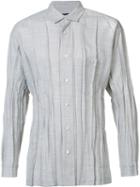 Issey Miyake Men Pleated Shirt, Size: 4, Grey, Polyester/wool
