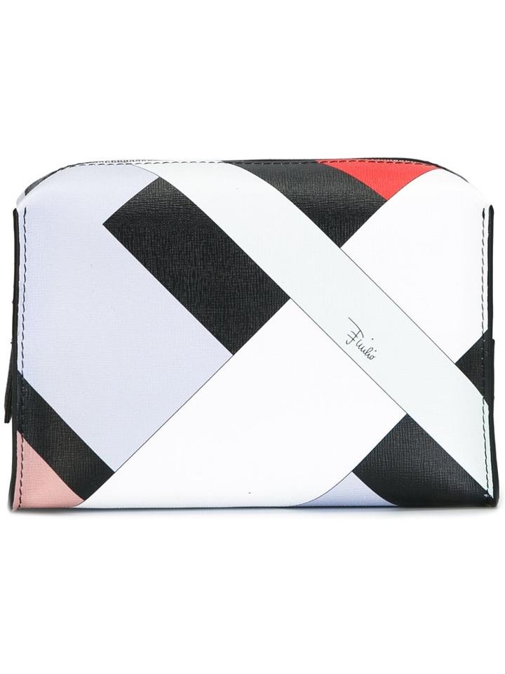 Emilio Pucci Zipped Make-up Bag, Women's, Black, Calf Leather/polyester/polyurethane