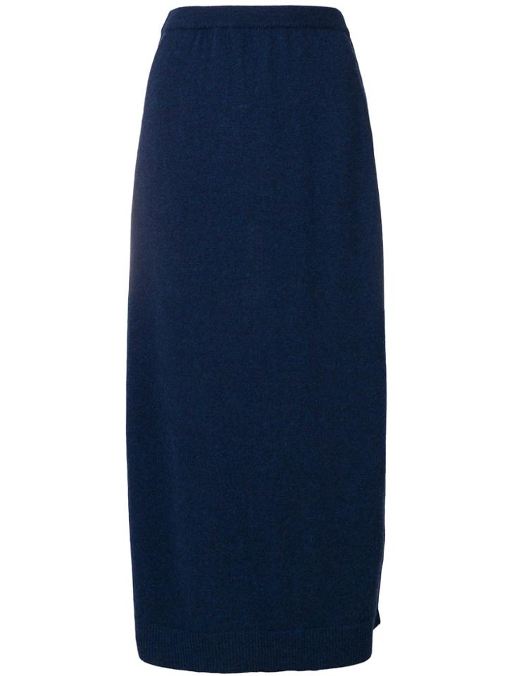 Pringle Of Scotland Side Slit Midi Skirt - Blue
