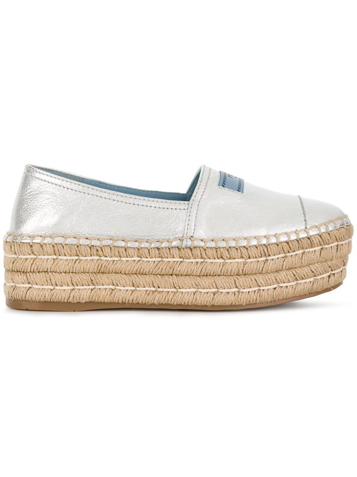 Prada Slip-on Platform Espadrilles - Metallic