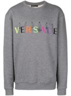 Versace Embroidered Logo Sweatshirt - Grey