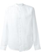 Armani Jeans Mandarin Collar Shirt, Men's, Size: Small, White, Linen/flax
