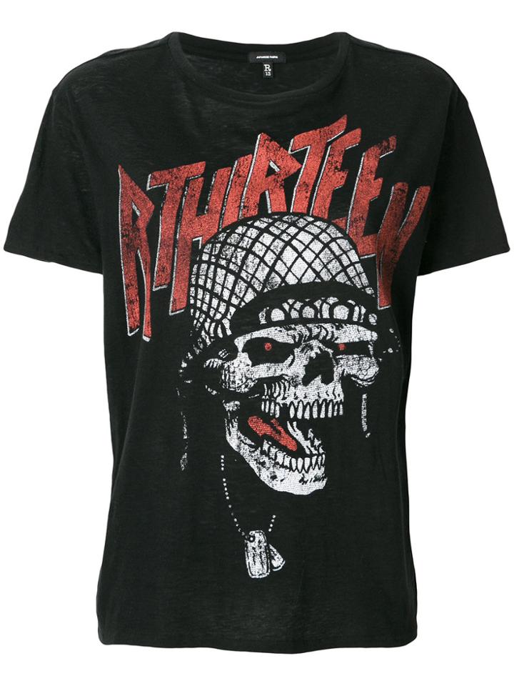 R13 Skull Print Branded T-shirt - Black