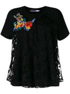 Sport Max Code Embroidered Lace Swing T-shirt - Black
