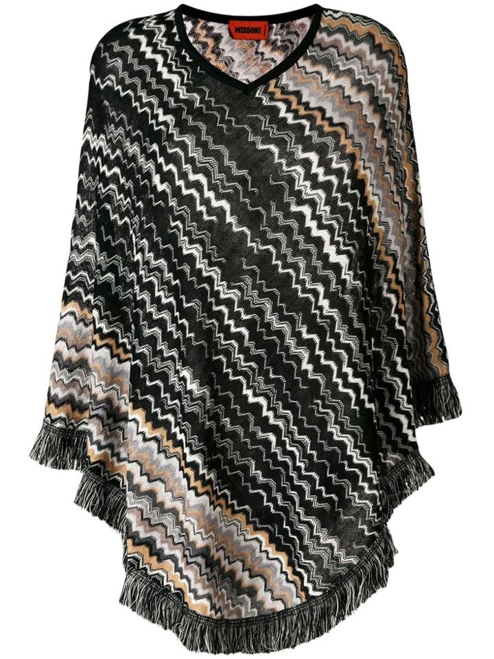 M Missoni Fringed Poncho - Black