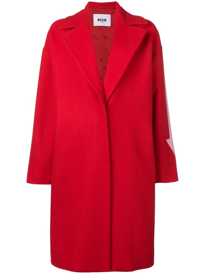 Msgm Arrow Stripe Coat - Red