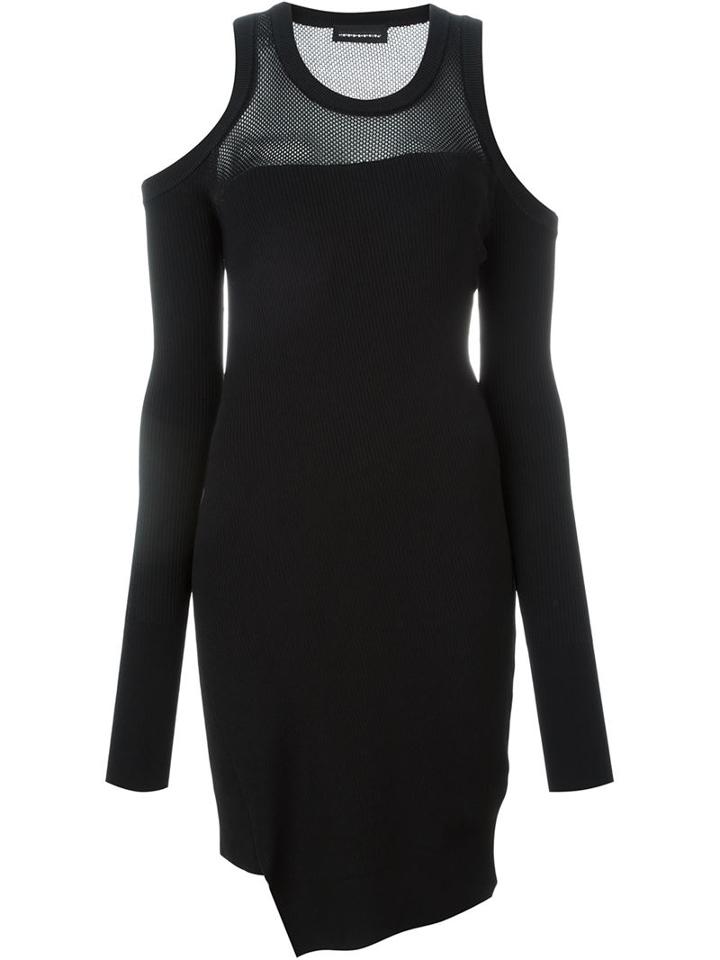 Diesel Black Gold Cut Out Shoulder Fitted Dress