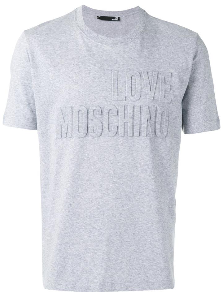 Love Moschino Embossed Logo T-shirt, Men's, Size: Large, Grey, Cotton