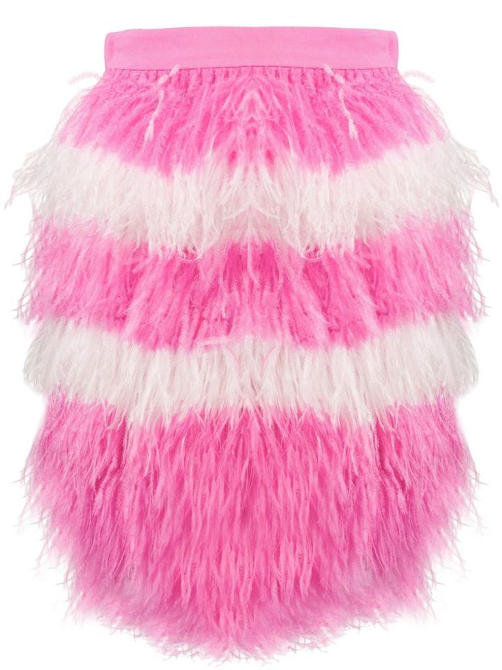 Msgm Two Tone Feathered Skirt - Pink