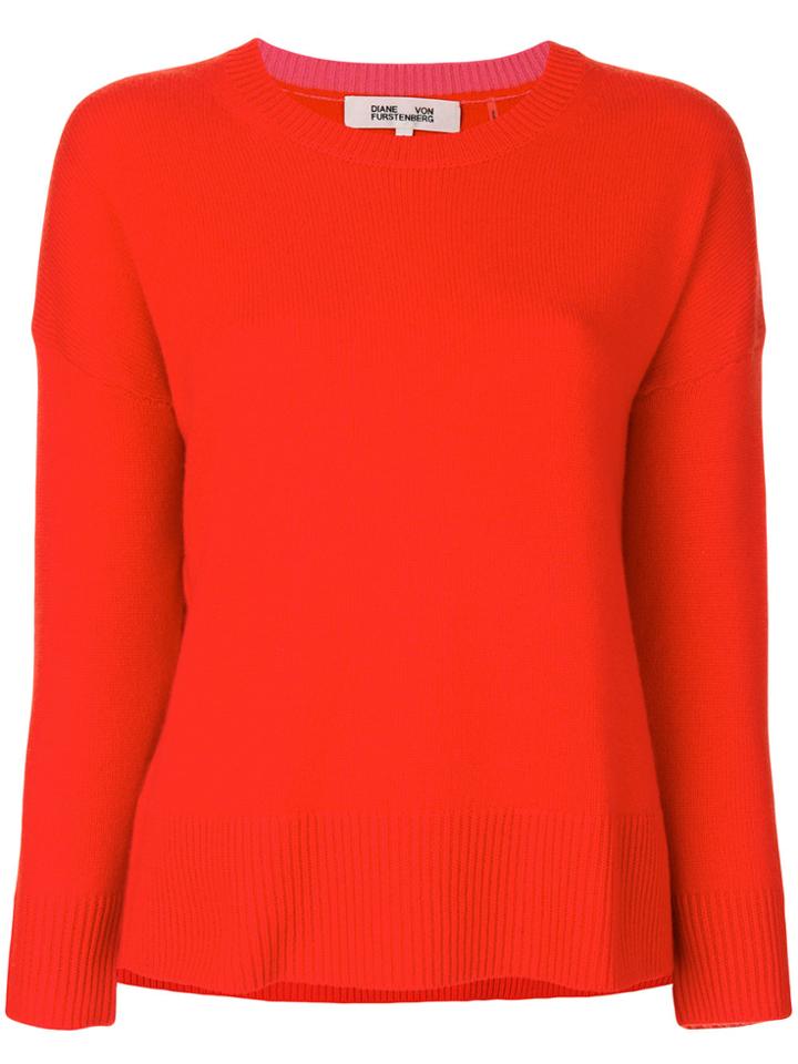 Dvf Diane Von Furstenberg Ribbed Crew Neck Sweater - Red