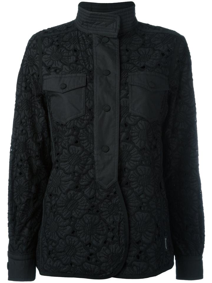 Moncler Floral Macrame Jacket, Women's, Size: Small, Black, Cotton/polyamide