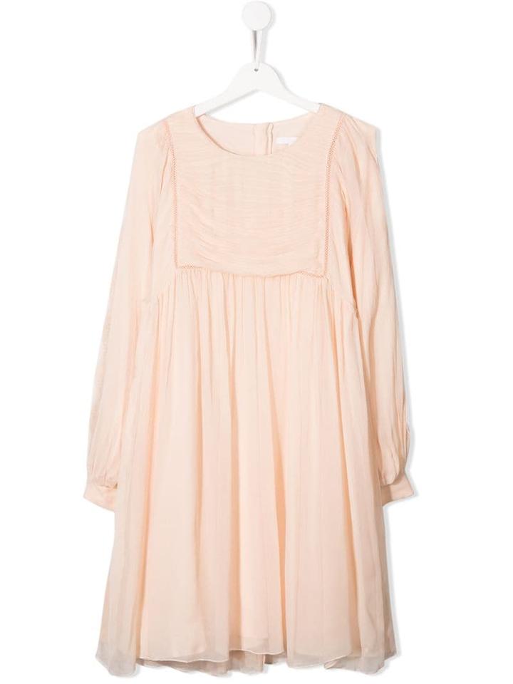 Chloé Kids Teen Lace Detail Chiffon Dress - Pink