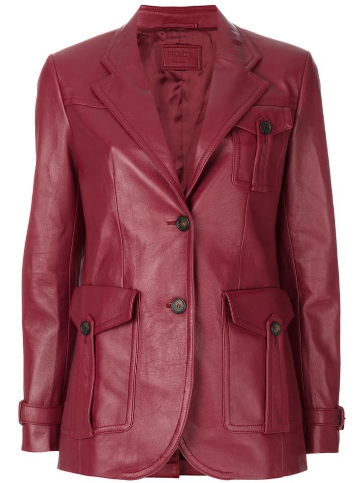Prada Leather Blazer - Red