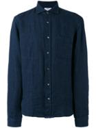 Inis Meáin Cutaway Collar Shirt, Men's, Size: Medium, Blue, Linen/flax