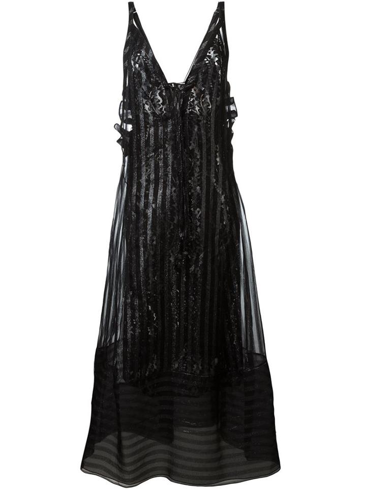 No21 Metallic Effect Striped Long Dress, Women's, Size: 42, Black, Silk/cotton/polyester