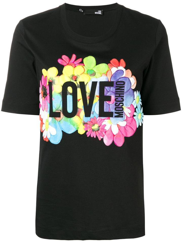 Love Moschino Flower Print T-shirt - Black