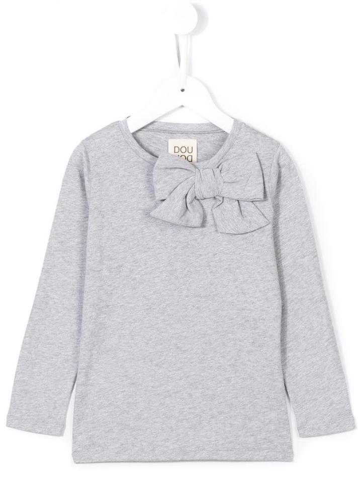 Douuod Kids Bow Detail T-shirt, Girl's, Size: 6 Yrs, Grey
