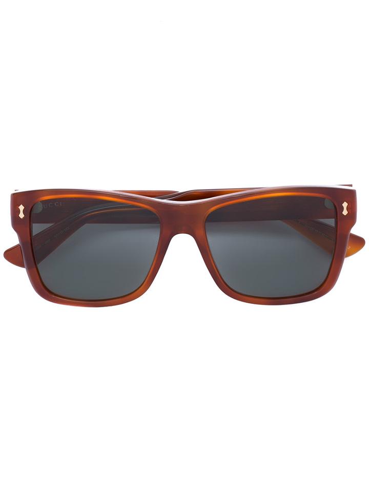 Gucci Eyewear Transparent Square Frame Sunglasses, Adult Unisex, Size: 55, Brown, Acetate
