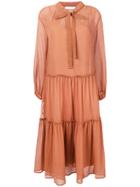 See By Chloé Long Pussy Bow Dress - Brown