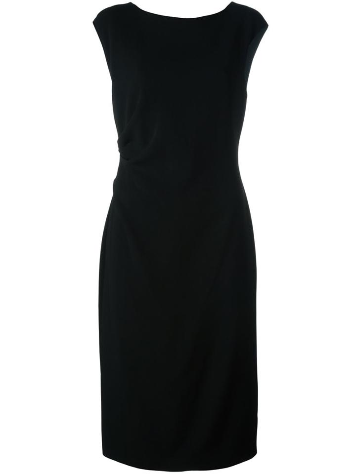Jil Sander Draped Detail Fitted Dress, Women's, Size: 38, Black, Silk/spandex/elastane/viscose