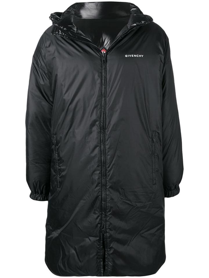 Givenchy Logo Parka Coat - Black