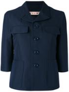 Marni - Single Breasted Jacket - Women - Silk/cotton - 42, Blue, Silk/cotton