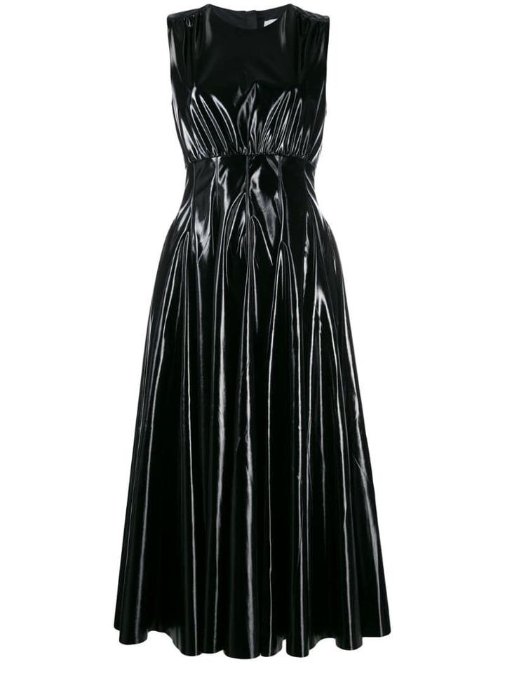 Msgm Faux Leather Midi Dress - Black