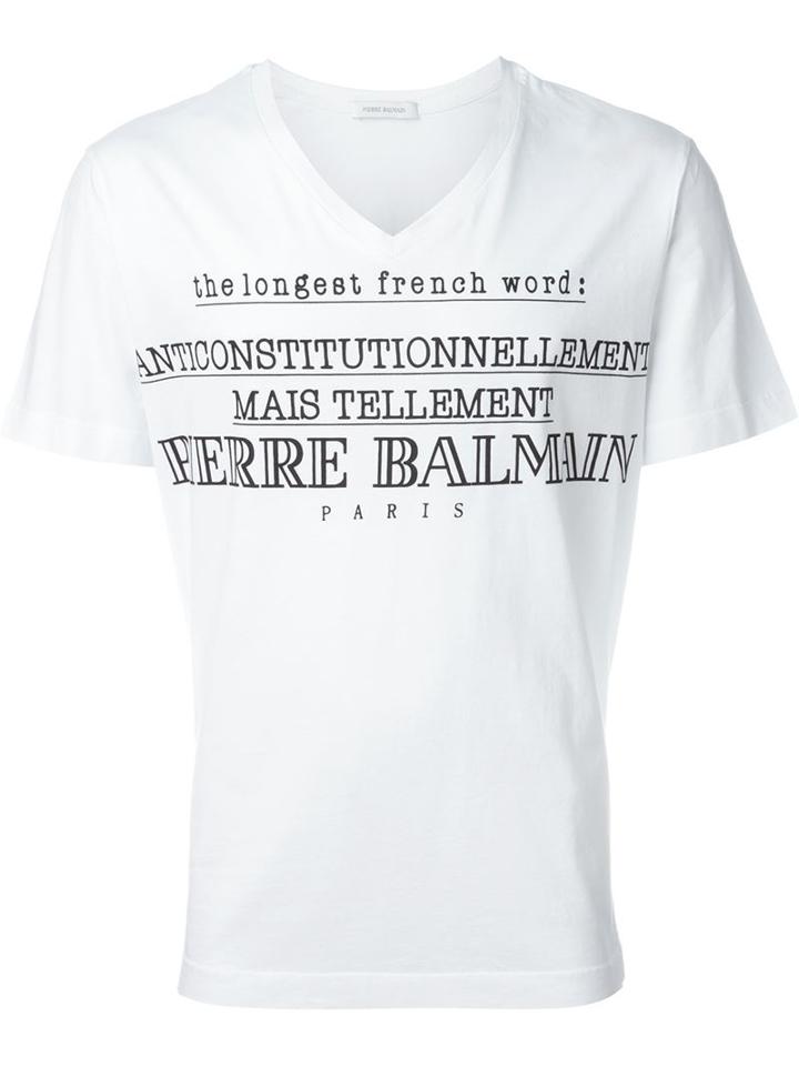 Pierre Balmain Printed V-neck T-shirt