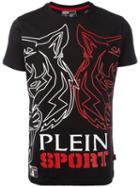 Plein Sport Wolves Print T-shirt, Men's, Size: Medium, Black