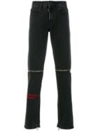 Off-white Zip Detail Slim-fit Jeans - Black