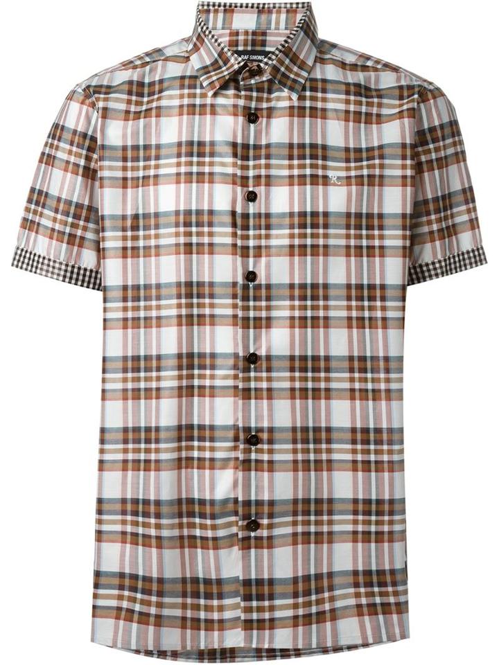 Raf Simons Checked Shortsleeved Shirt, Men's, Size: 50, Brown, Cotton/polyamide