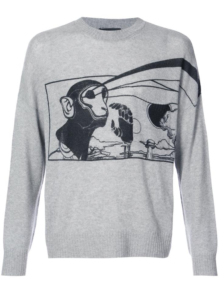 Prada Graphic Print Jumper - Grey