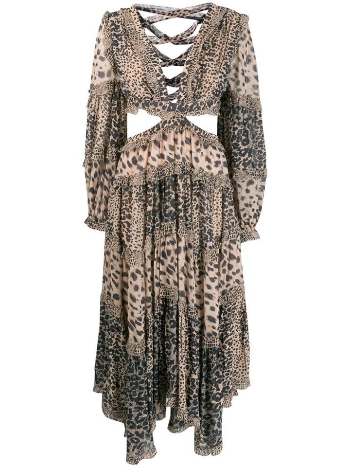 Zimmermann Cut-out Detail Animal Print Dress - Neutrals