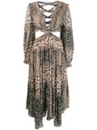 Zimmermann Cut-out Detail Animal Print Dress - Neutrals