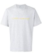 Sunnei Embroidered Slogan T-shirt, Men's, Size: Medium, Grey, Cotton