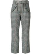Self-portrait Checked Cropped Trousers - Grey