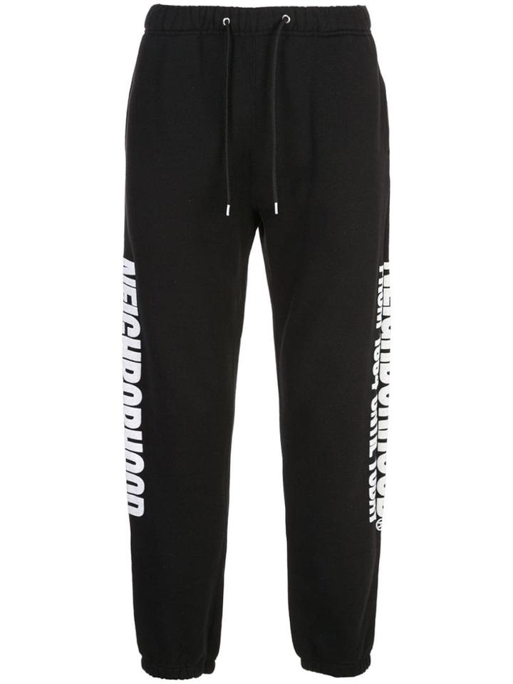 Neighborhood Side Logo Print Track Pants - Black
