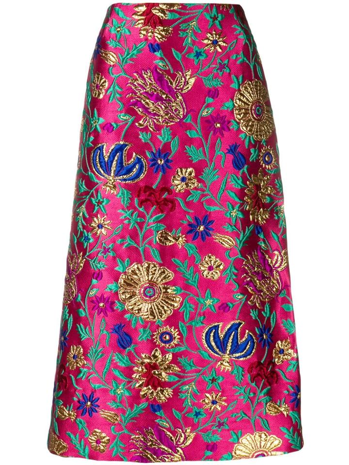 La Doublej Brocade Pencil Skirt - Pink