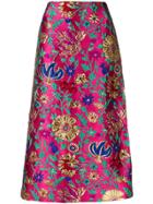 La Doublej Brocade Pencil Skirt - Pink